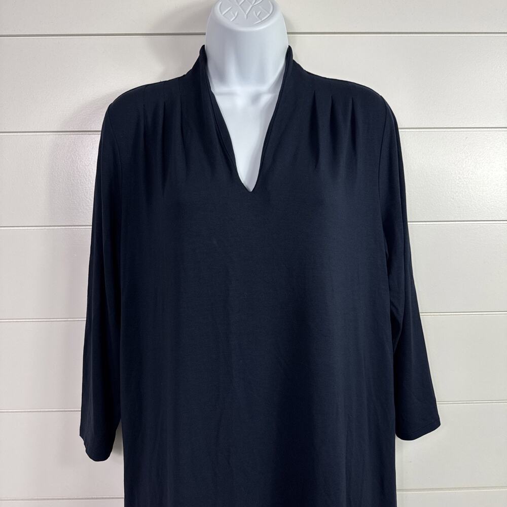 J. Jill Wearever Collection V-Neck Tunic Top Shirt Navy Blue sz M - Picture 2 of 7